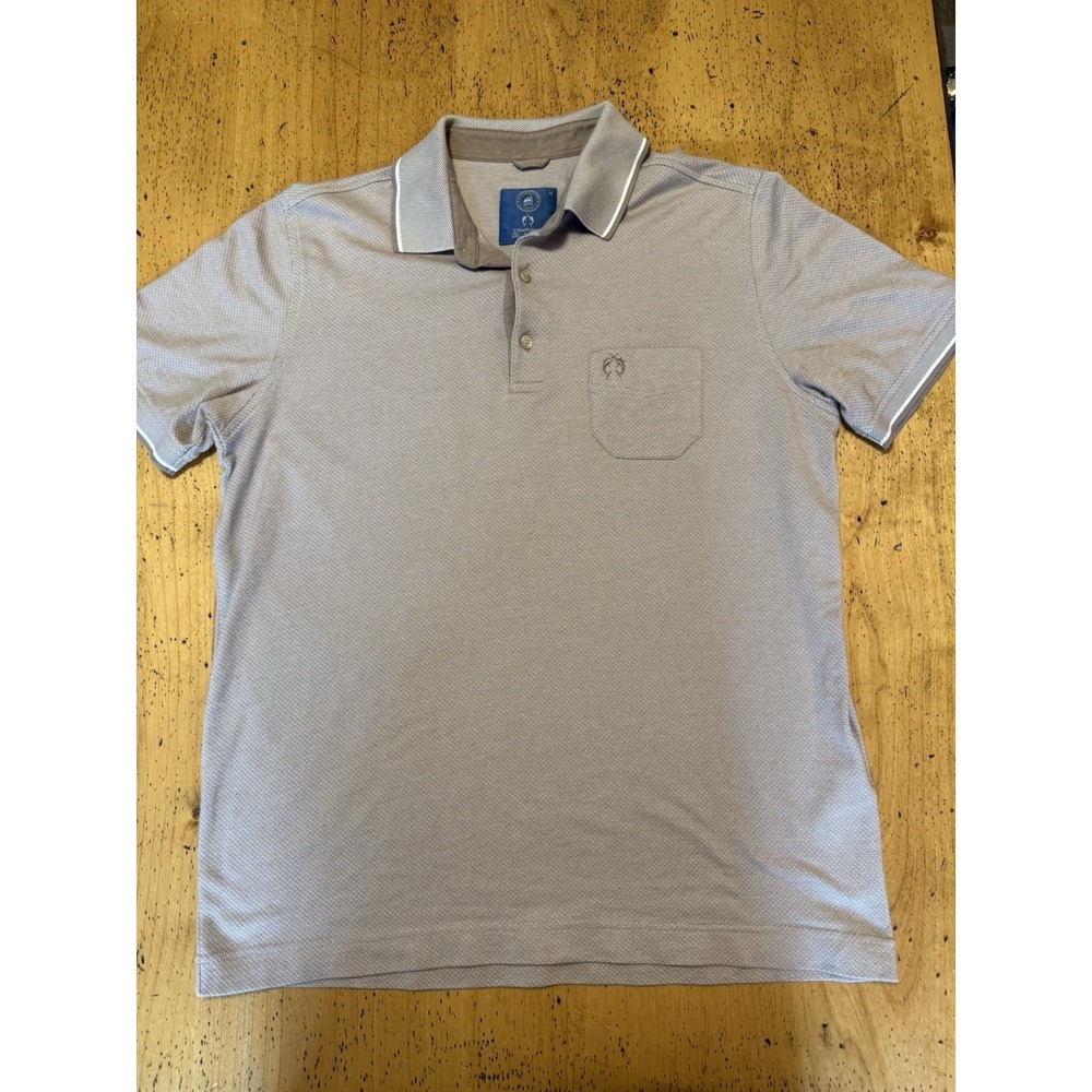 Campione Del Garda Polo Shirt Men Medium Tan Short Sleeve Button Casual‎